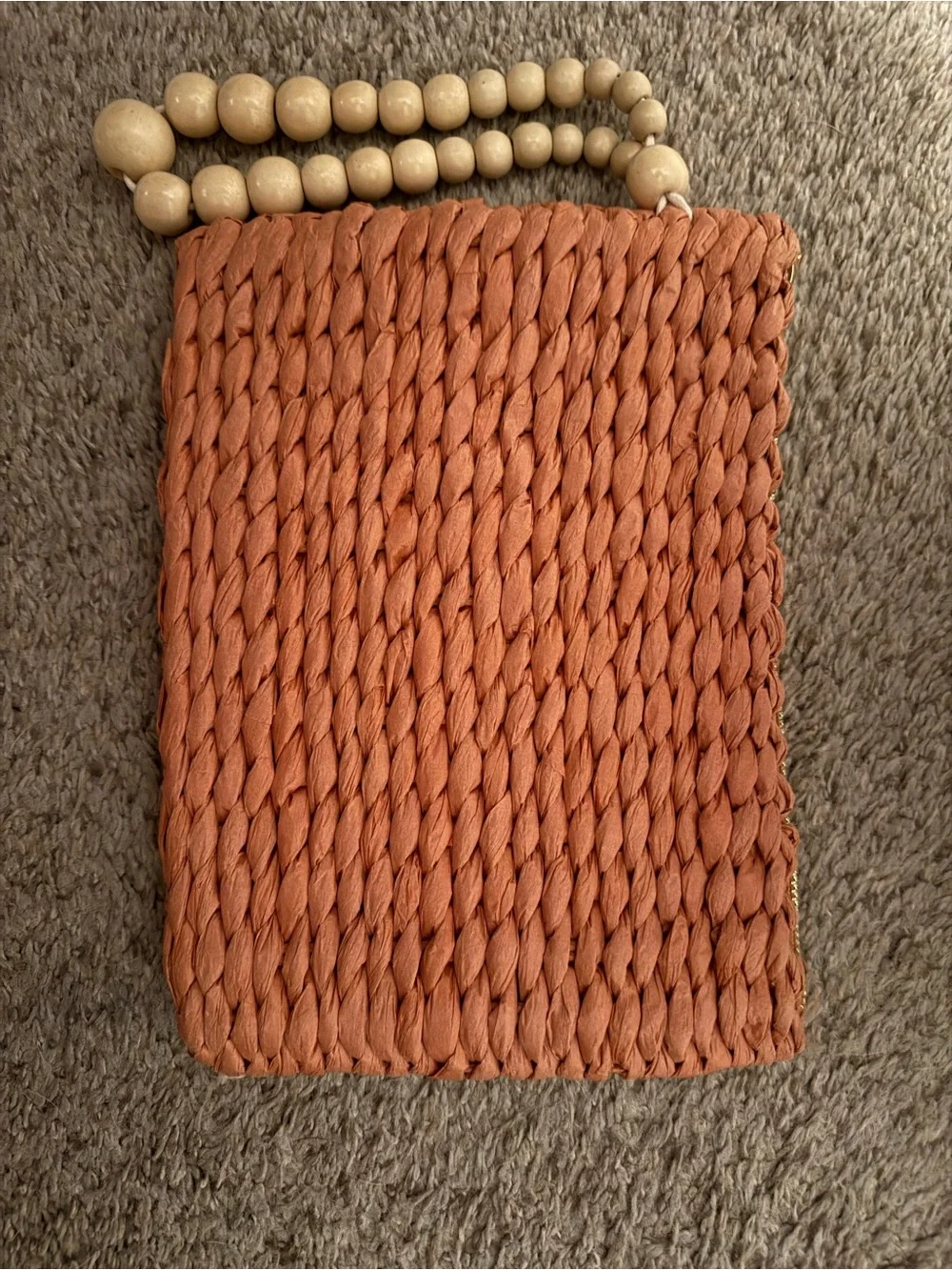 a new day Rust Orange Woven Wristlet with Beaded Handle